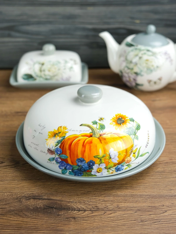Блюдо для блинов с крышкой REPAST Тыква 23*23*9,7 см