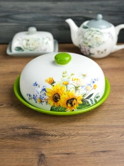 Блюдо для блинов с крышкой REPAST Подсолнухи 23*23*9,7 см