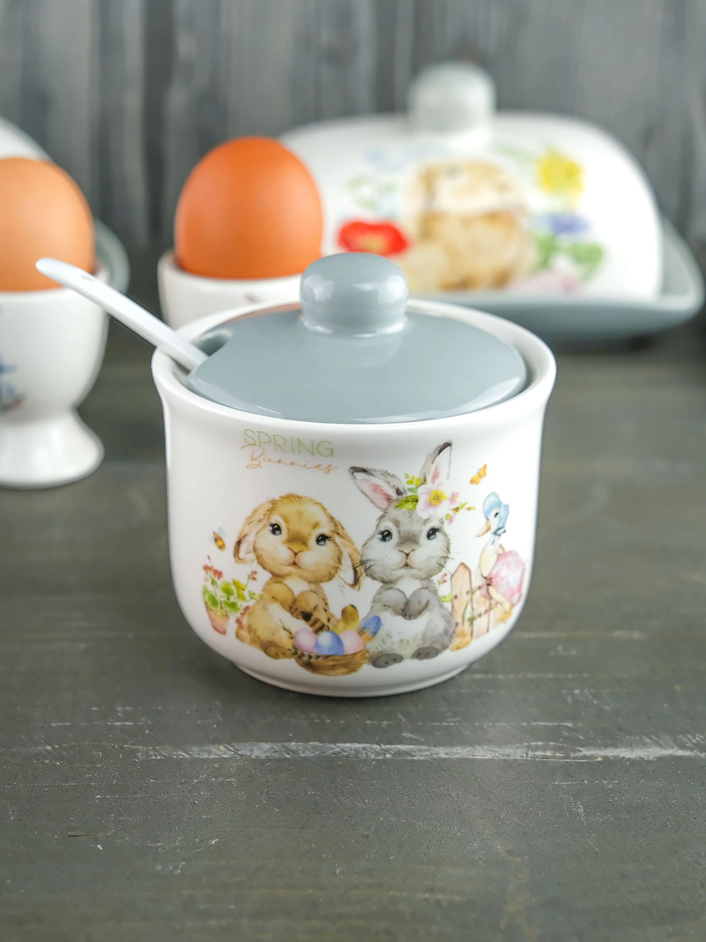 Сахарница с ложкой Repast Spring Bunnies 9.8*9.8*9.6
