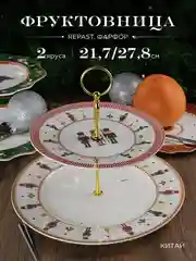 Разноцветный фруктовница 2-х ярусная Repast Щелкунчик 21.7*21.7*1.7/27.8*27.8*2.4 см