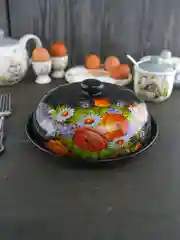 Черный блюдо для блинов с крышкой Repast Жостов 23*23*9,7 см