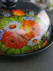 Черный блюдо для блинов с крышкой Repast Жостов 23*23*9,7 см