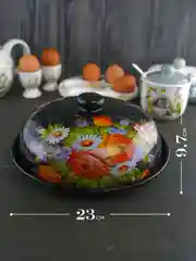Черный блюдо для блинов с крышкой Repast Жостов 23*23*9,7 см