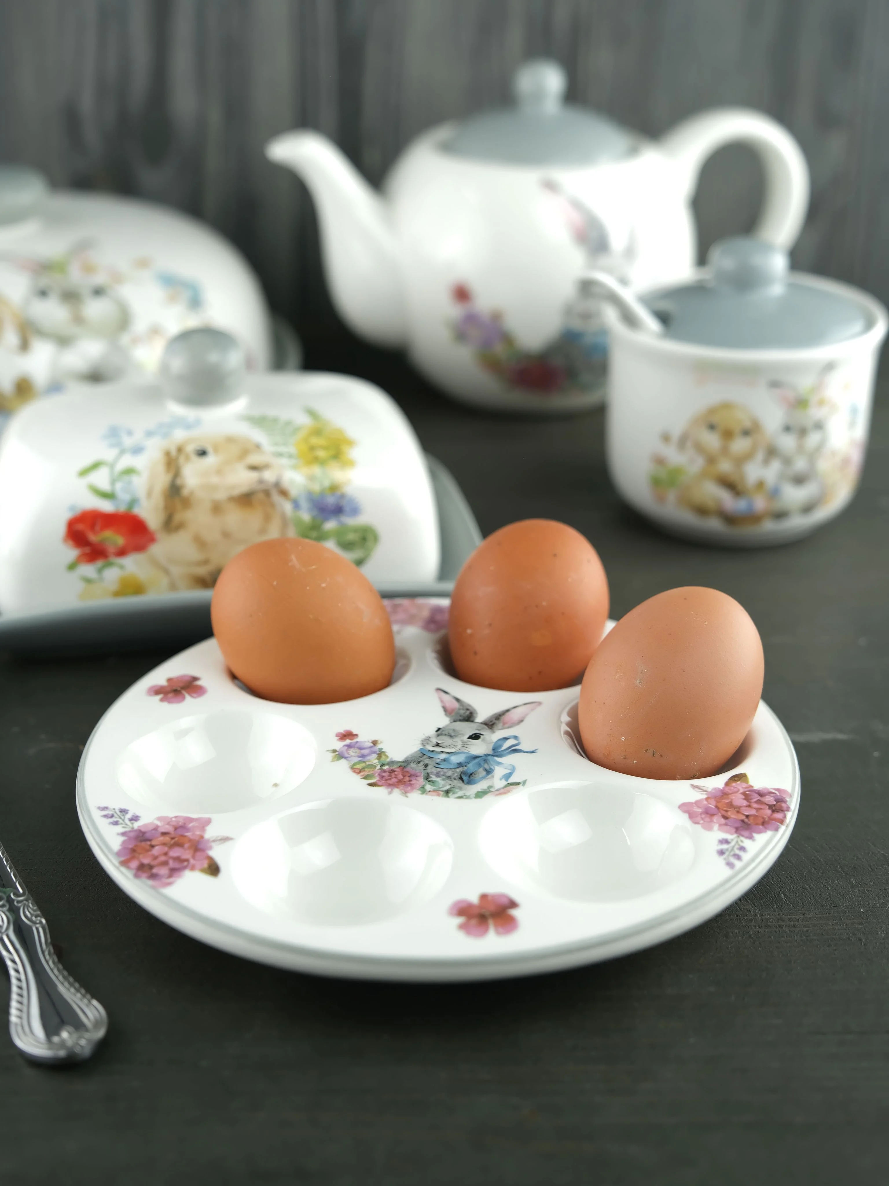 Белый подставка для 6 яиц Repast Happy Easter 18*2 см