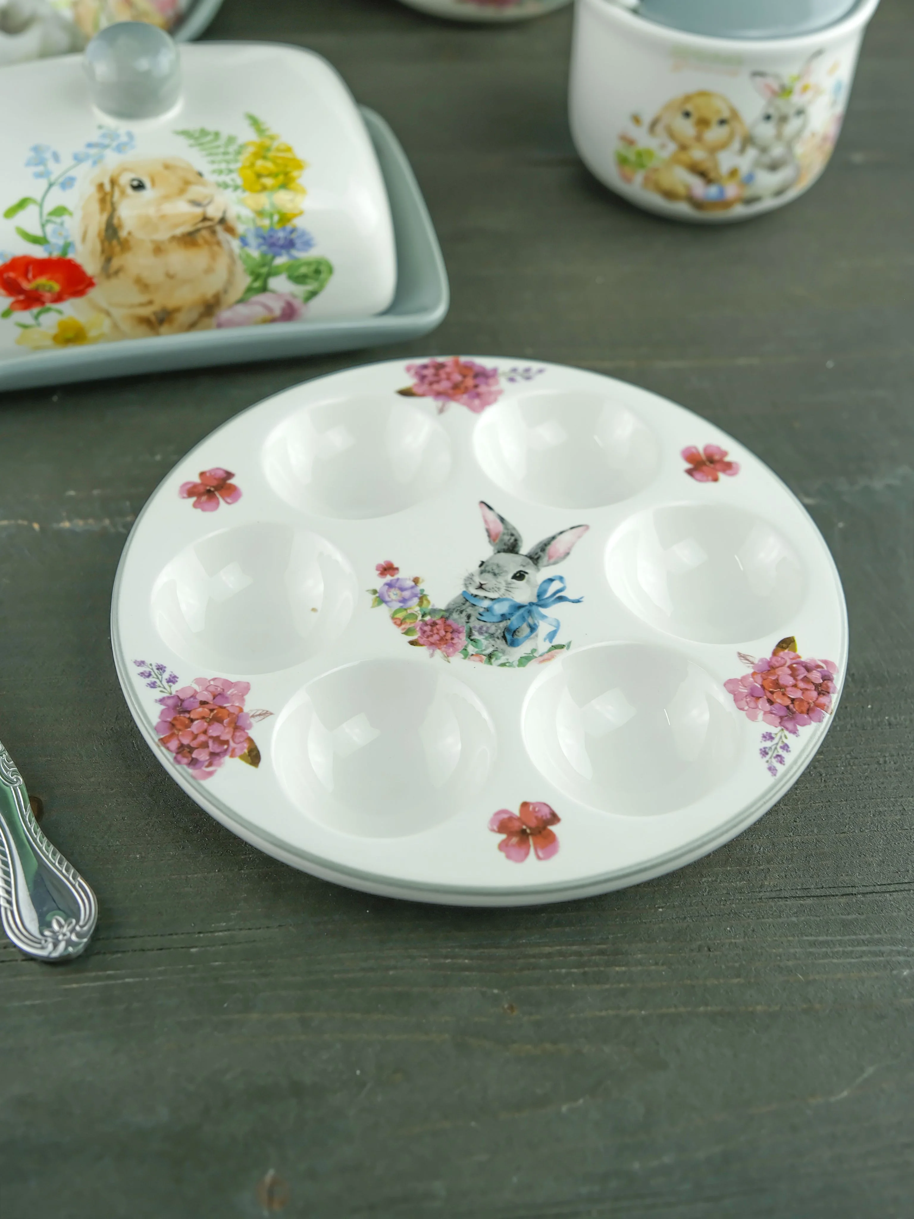 Белый подставка для 6 яиц Repast Happy Easter 18*2 см
