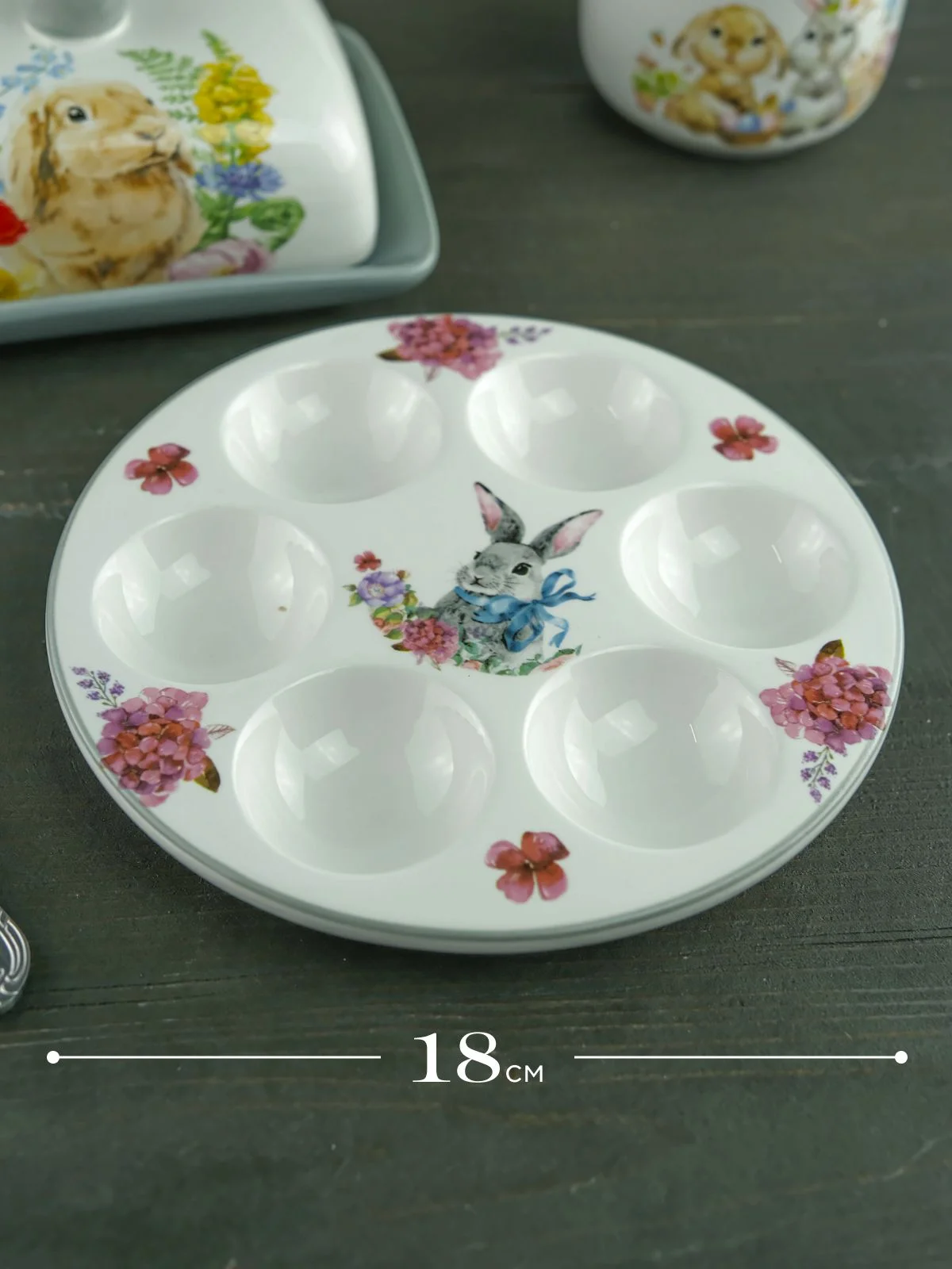 Белый подставка для 6 яиц Repast Happy Easter 18*2 см