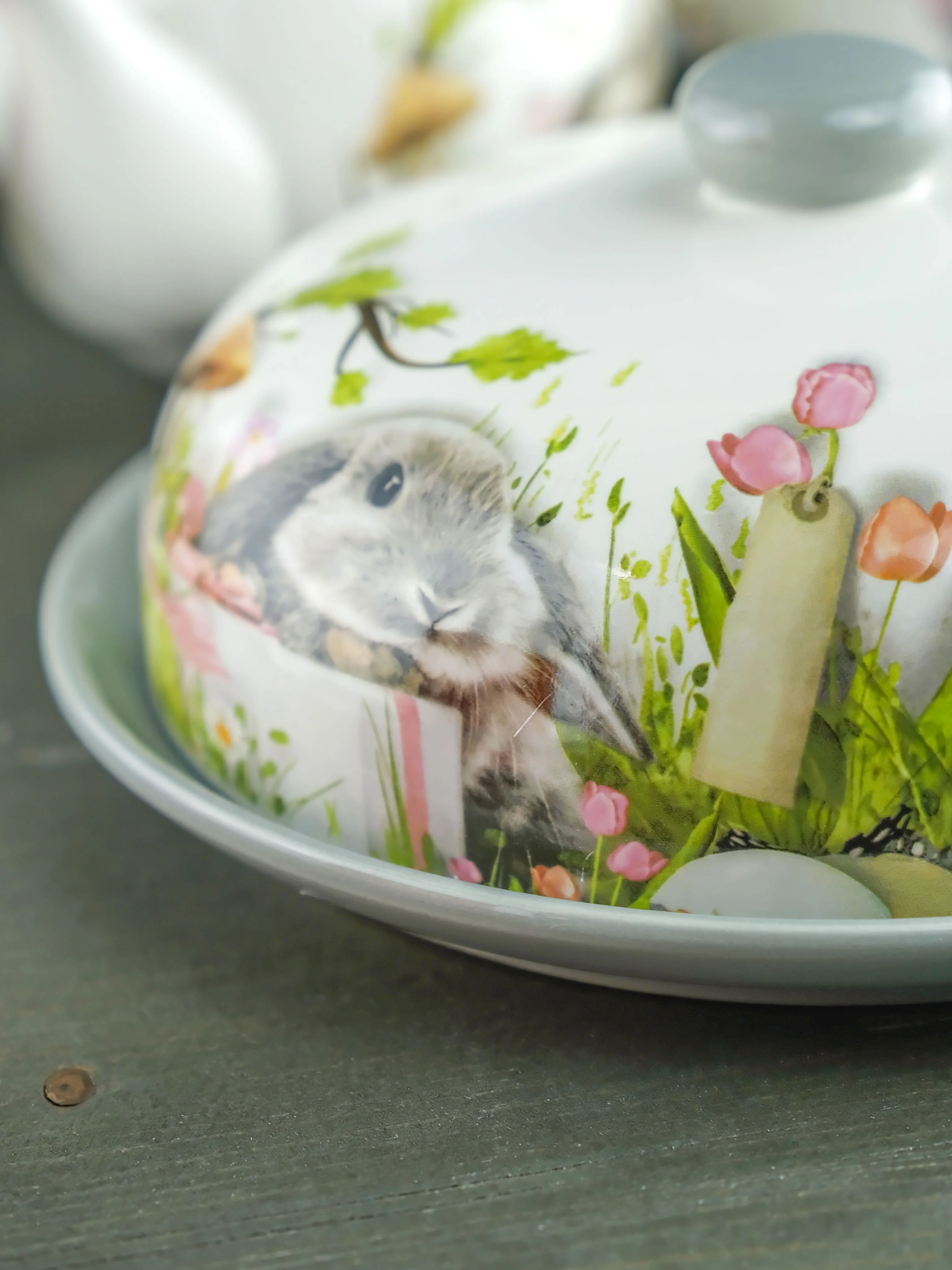 Серый металлик блюдо для блинов с крышкой Repast Sweet Bunny 23*9,7 см