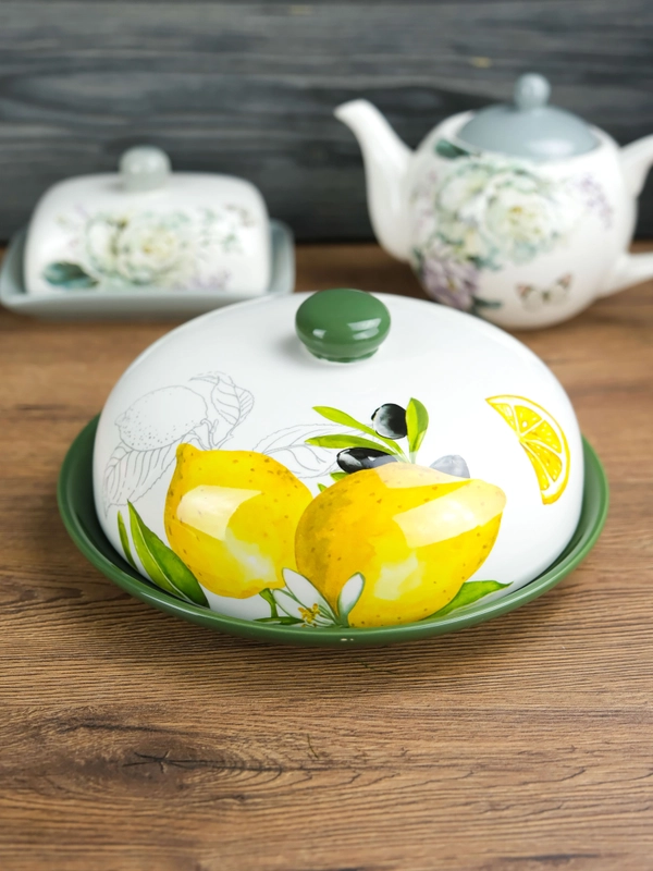 Блюдо для блинов с крышкой REPAST Лимоны и Оливки 23*23*9,7 см