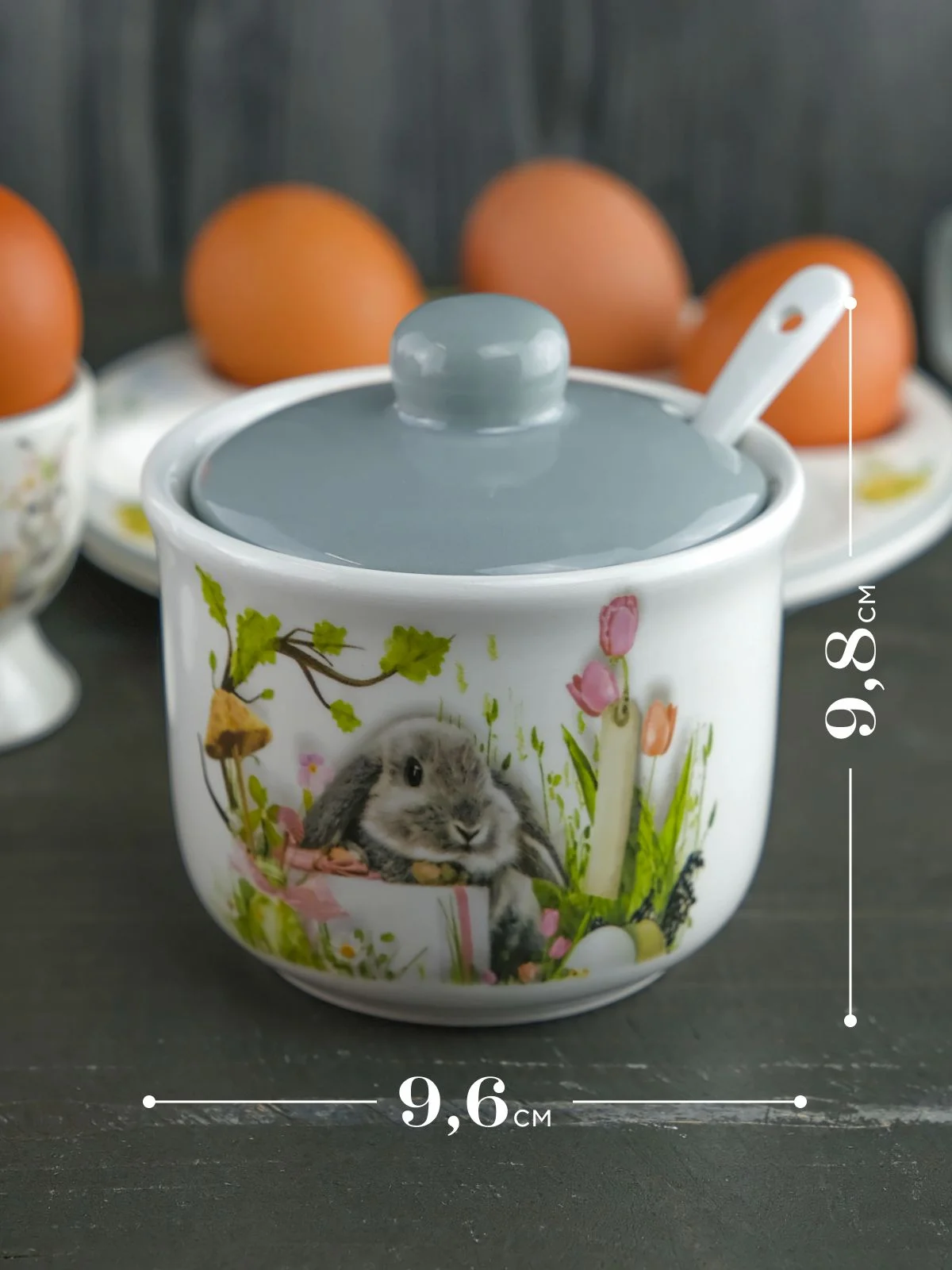 Серебряный сахарница с ложкой Repast Sweet Bunny 9.8*9.8*9.6