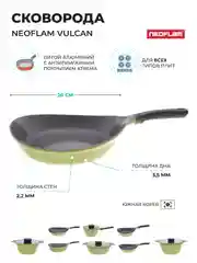 Зеленый сковорода из литого алюминия Neoflam Vulcan 28 см