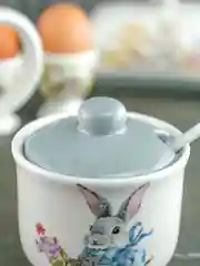 Белый сахарница с ложкой Repast Happy Easter 9.8*9.8*9.6