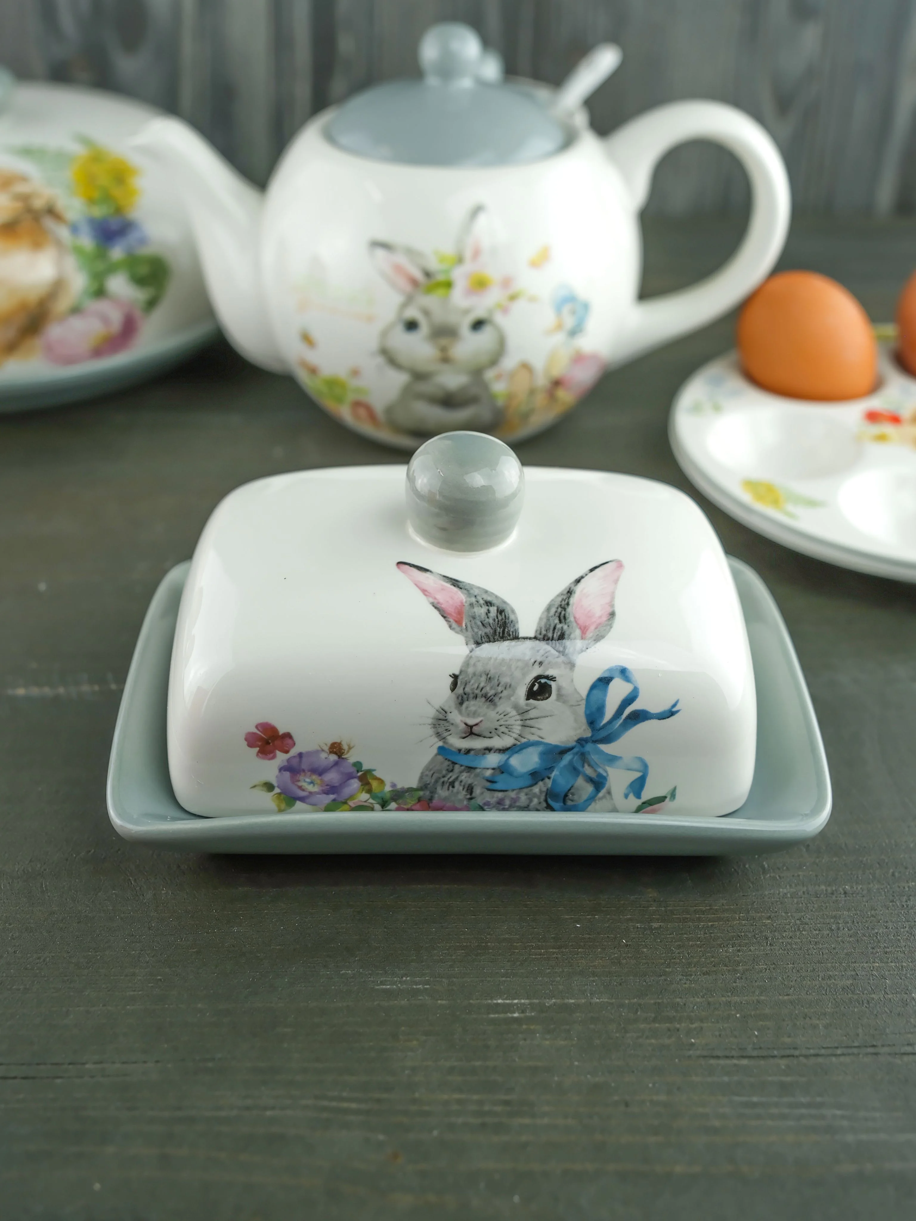 Белый маслёнка с крышкой Repast Happy Easter 17*12,5*8,3 см