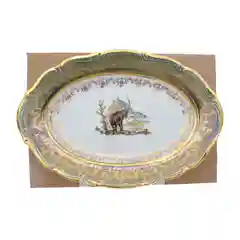 Блюдо овальное Repast Охота зеленая Мария-тереза 28 см