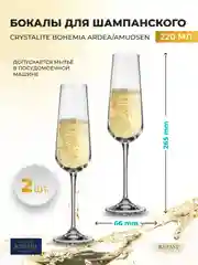 Прозрачный набор бокалов для шампанского Crystalite Bohemia Ardea/Amudsen 220 мл 2 шт.