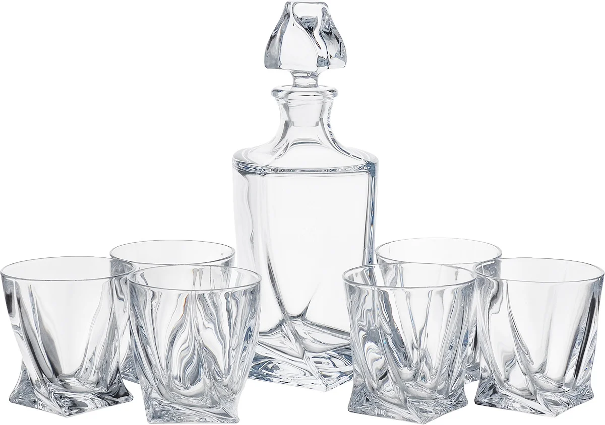 Прозрачный набор для виски Crystalite Bohemia "Quadro", 7 предметов. 17266