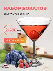 Прозрачный набор бокалов для мартини Crystalite Bohemia Sylvia/Klara 280 мл (2 шт)