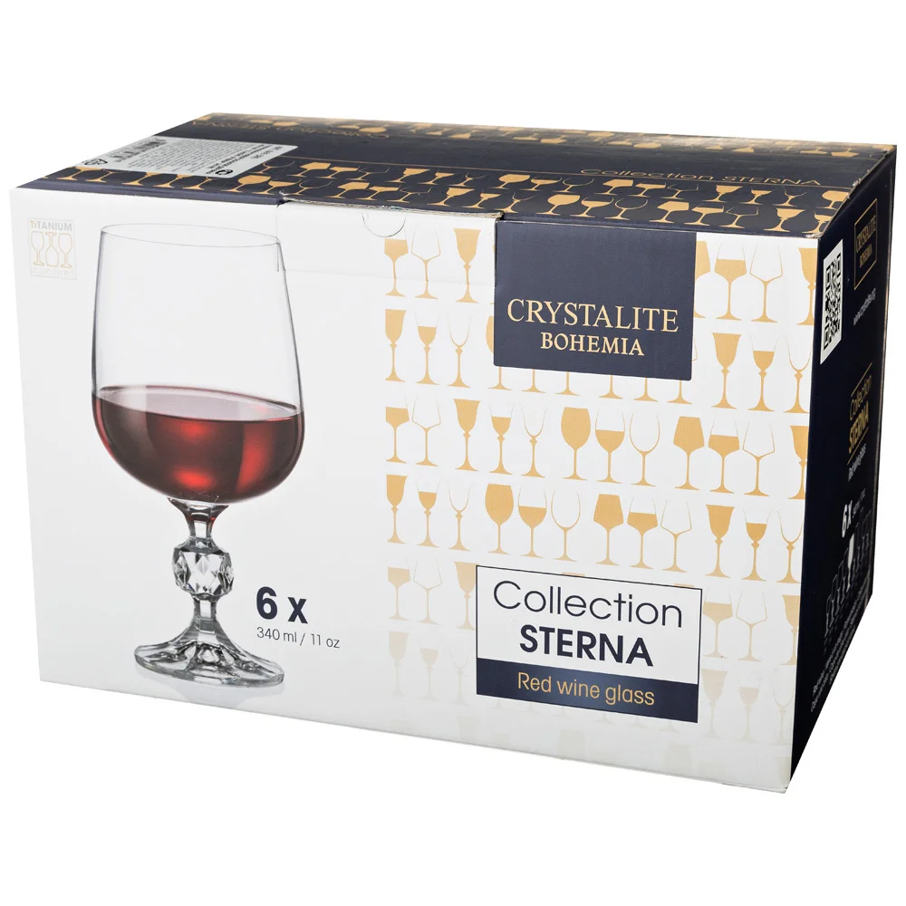 Прозрачный набор бокалов для вина Crystalite Bohemia Sterna/Klaudie 340 мл