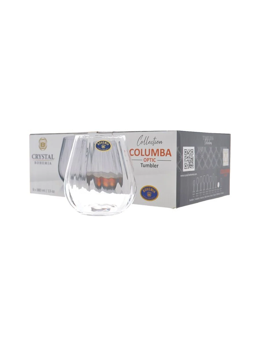 Прозрачный набор стаканов для виски Crystalite Bohemia COLUMBA OPTIC 380 мл (6 шт)