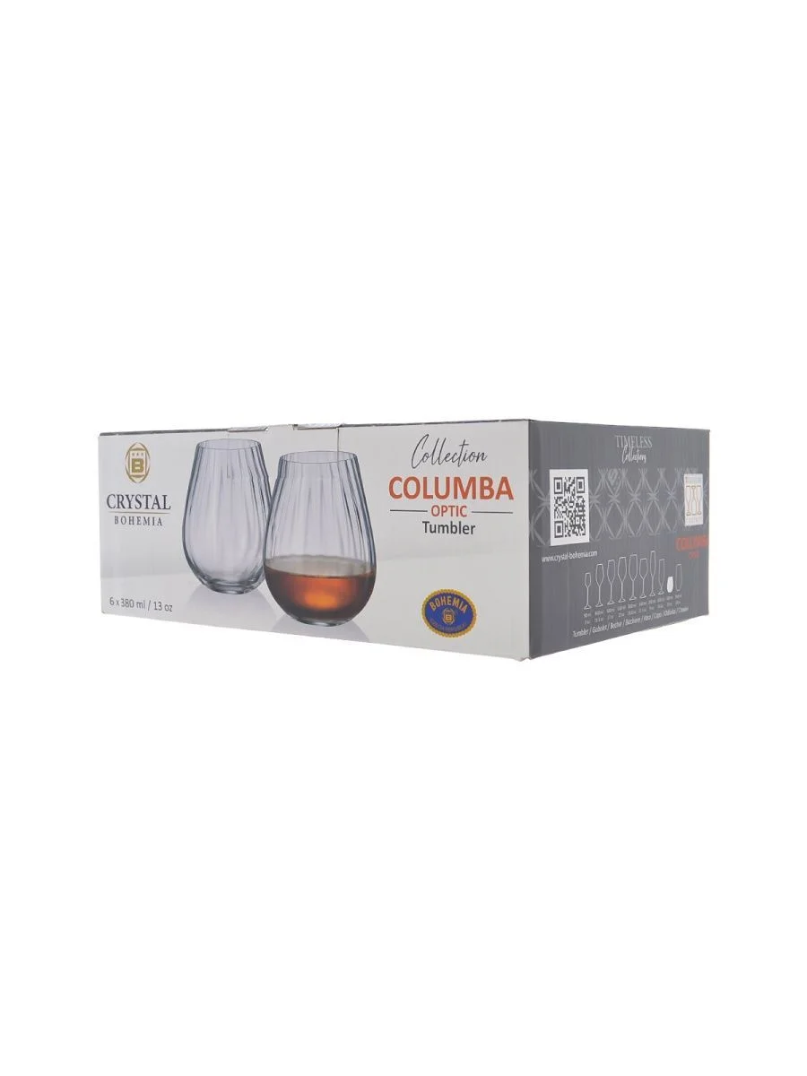 Прозрачный набор стаканов для виски Crystalite Bohemia COLUMBA OPTIC 380 мл (6 шт)
