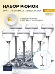 Прозрачный набор рюмок для водки Crystalite Bohemia Carduelis/Cecilia 80 мл (6 шт)