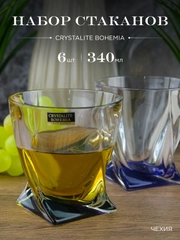 Набор стаканов для виски Crystalite Bohemia Quadro Ассорти 340 мл 6 шт.