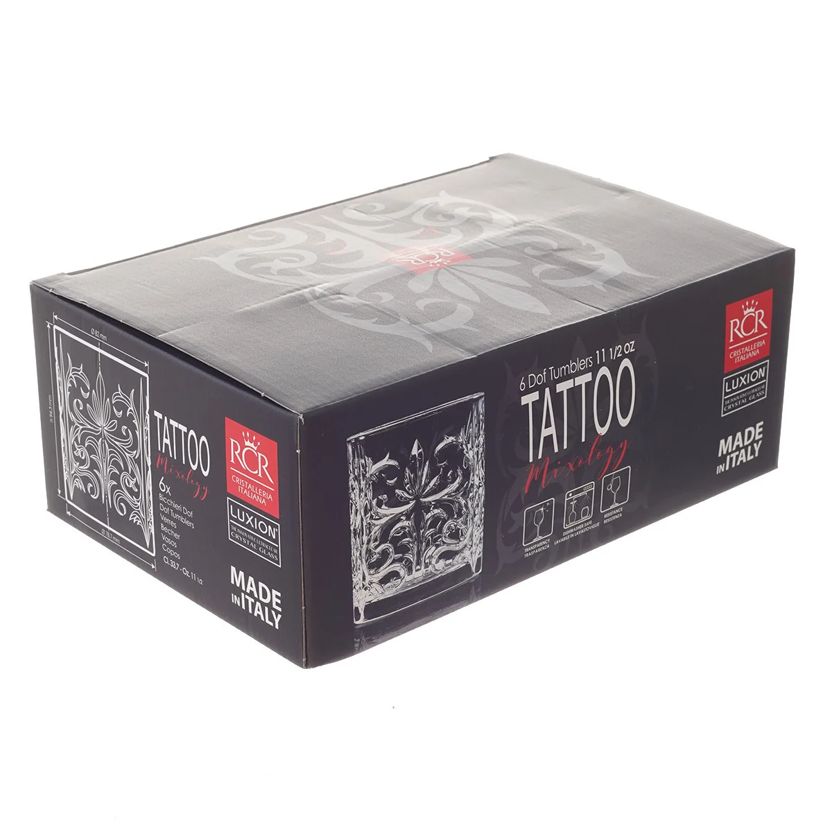 Прозрачный набор стаканов для виски RCR Tattoo 330мл (6 шт)