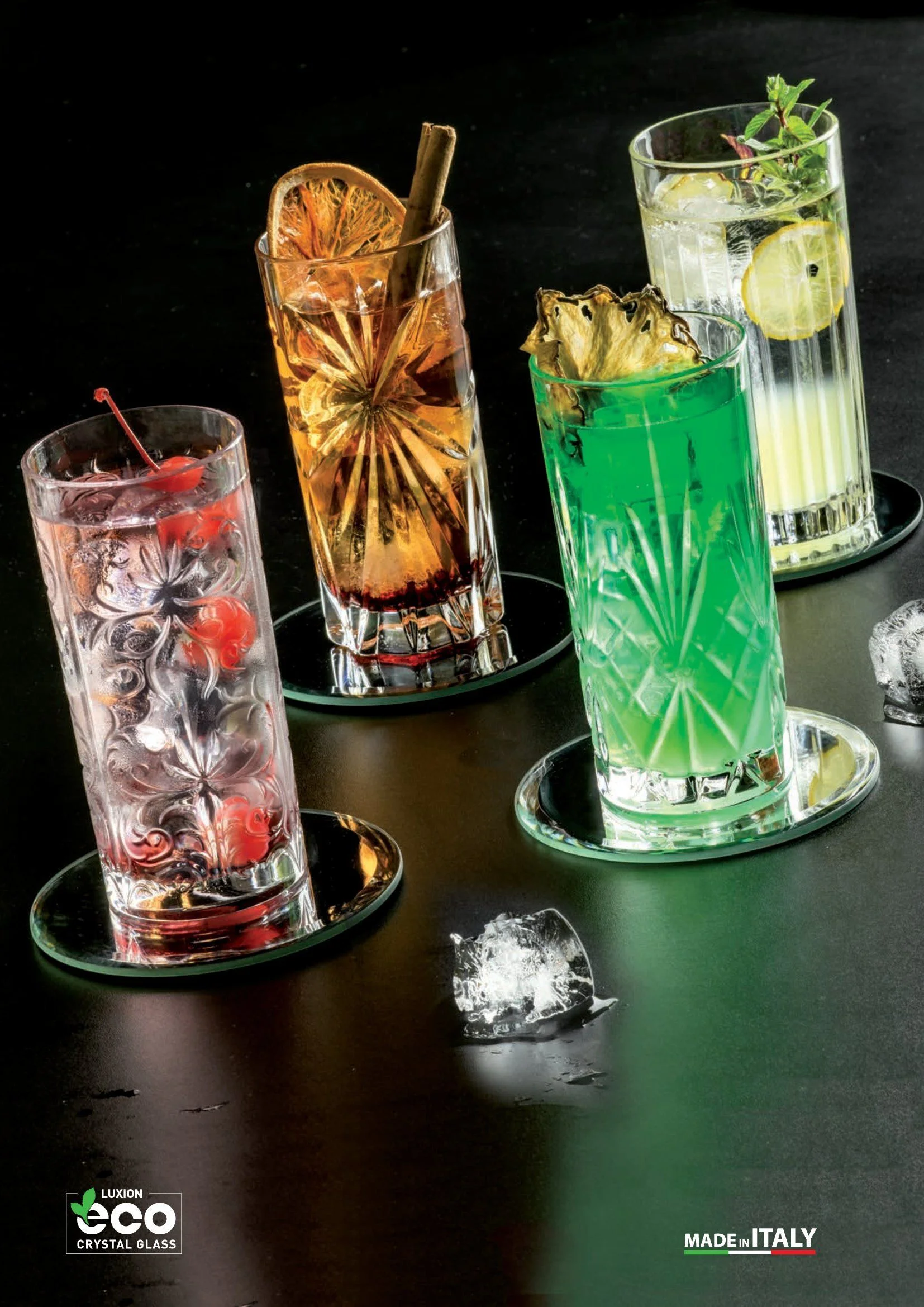 Прозрачный набор стаканов для виски RCR set Mixology 340мл (4 шт)