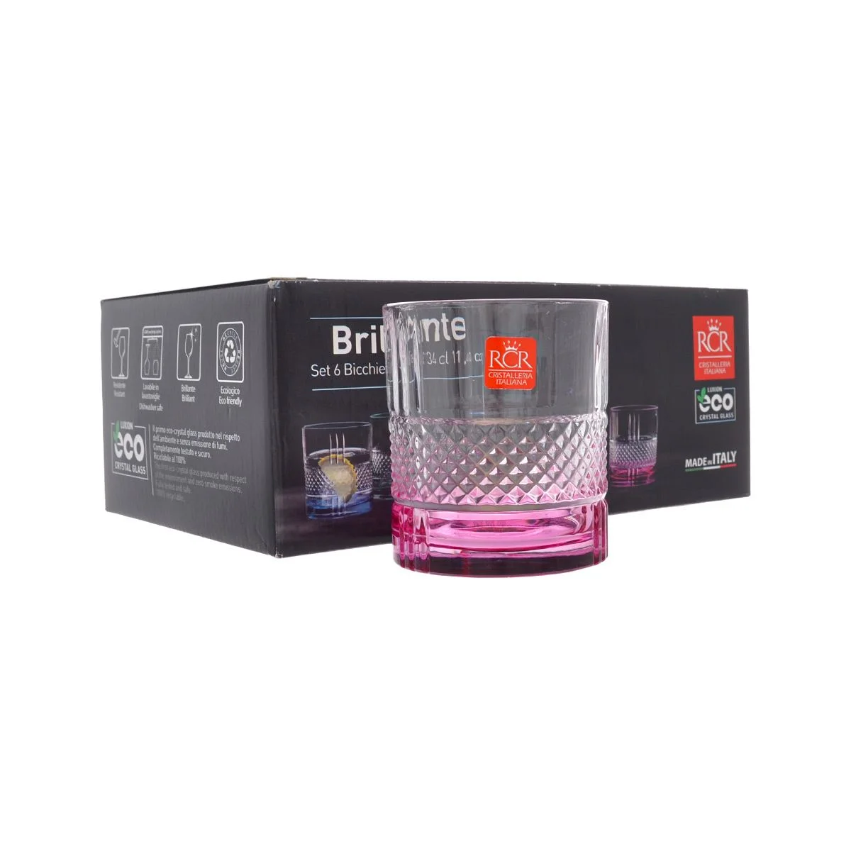 Разноцветный набор стаканов для виски RCR Brillante Color 340мл (6 шт)