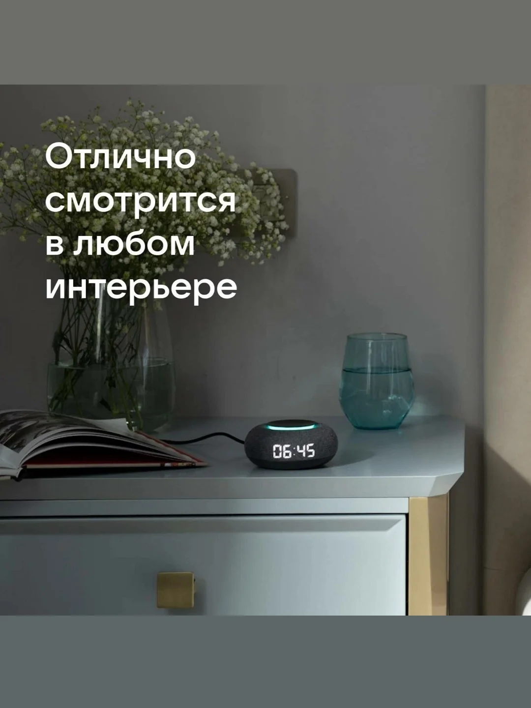Тёмно-серый умная колонка VK Капсула Мини с часами и Марусей (ВК) 5Вт