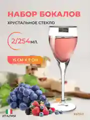 Прозрачный набор бокалов для вина RCR Style prestige Палермо платина, 254мл, хрустальное стекло, 2шт.