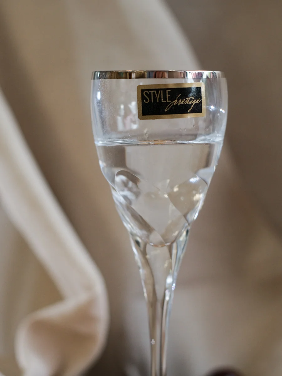 Прозрачный набор рюмок для водки RCR Style prestige Палермо платина, 80 мл, хрустальное стекло, 2шт.