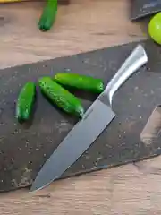 Серый металлик нож Шеф Neoflam Stainless Steel 36*5*3 см
