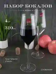 Прозрачный набор бокалов для шампанского BALLET из хрустального стекла 310 мл REPAST&RONA 4 шт.