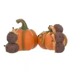 Коричневый набор статуэток Repast Ёжики с тыквой 13*10*9 см (2 шт)