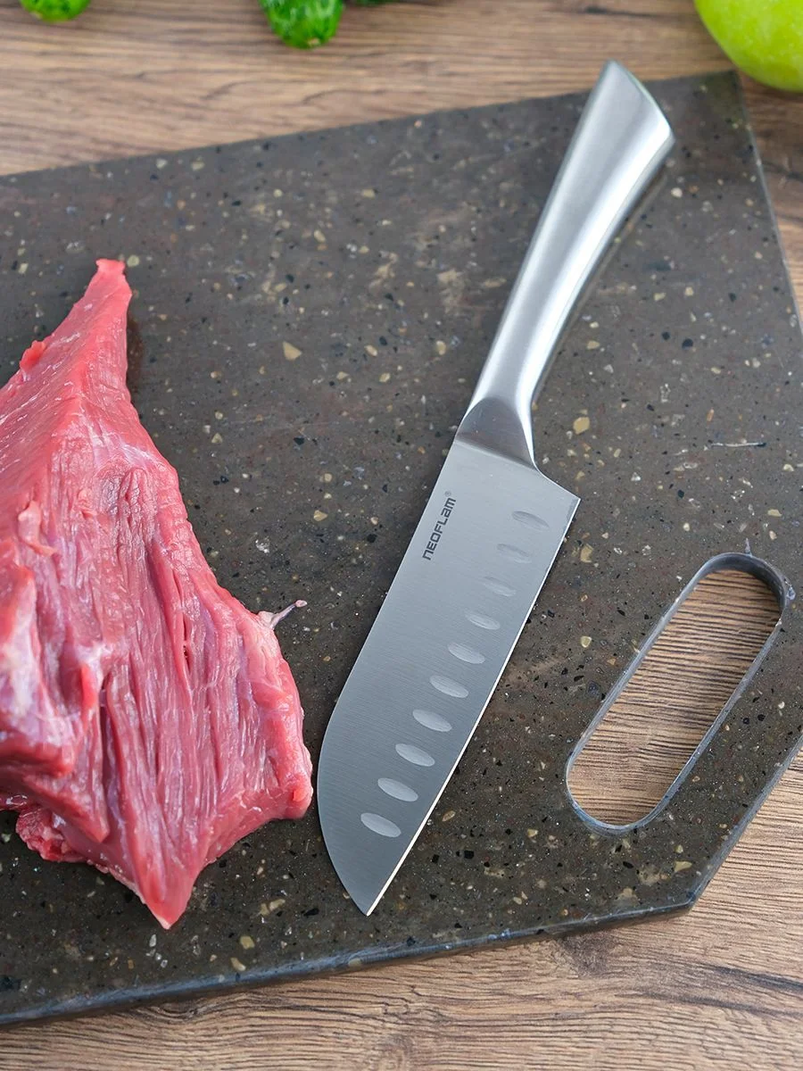 Серый металлик нож Сантоку Neoflam Stainless Steel 25*3*2 см