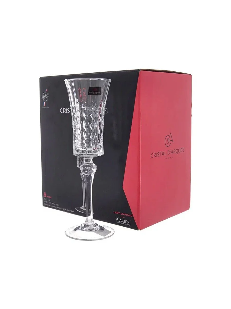 Прозрачный набор фужеров для шампанского Lady Diamond 150 мл (6 шт)