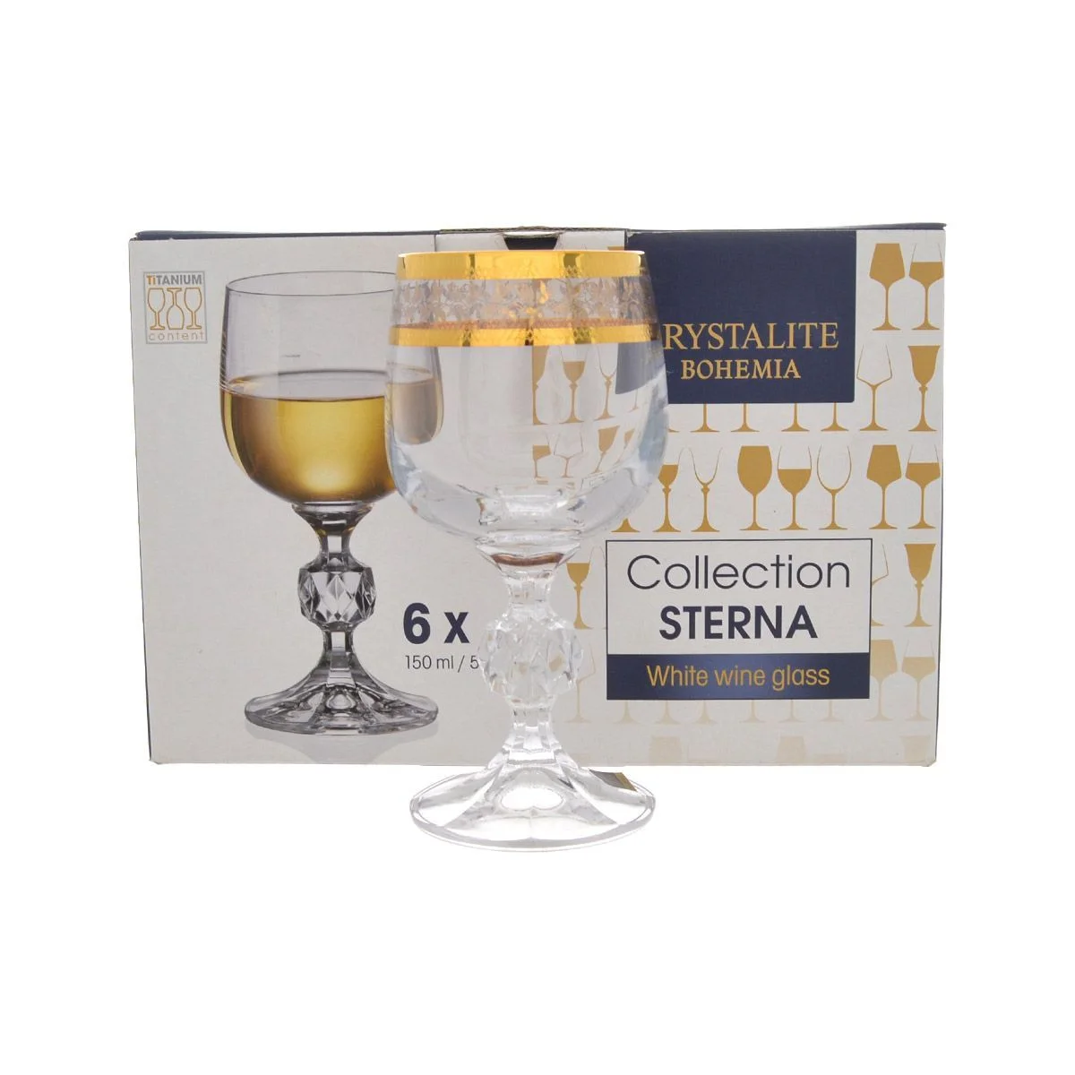 Набор бокалов для вина Crystalite Bohemia Sterna/Klaudie Золотая ветка 150 мл