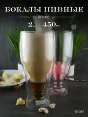 Прозрачный набор стаканов для пива с двойным стеклом Repast Double wall 450 мл 2 шт.