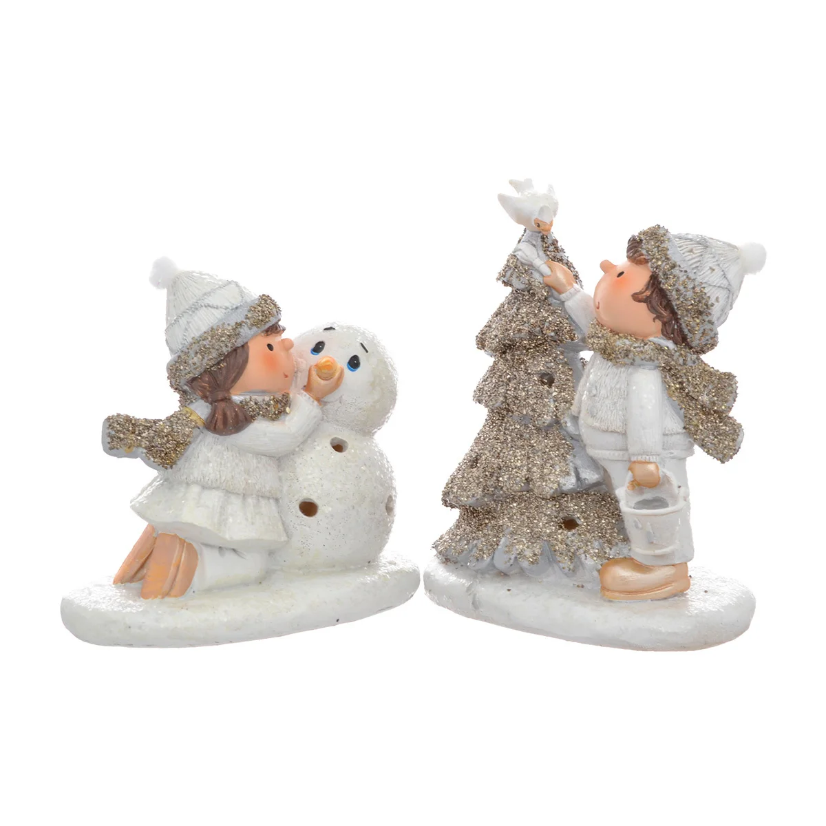 Белый набор статуэток с led-подсветкой Repast Funny kids 14*8*12 см (2 шт)
