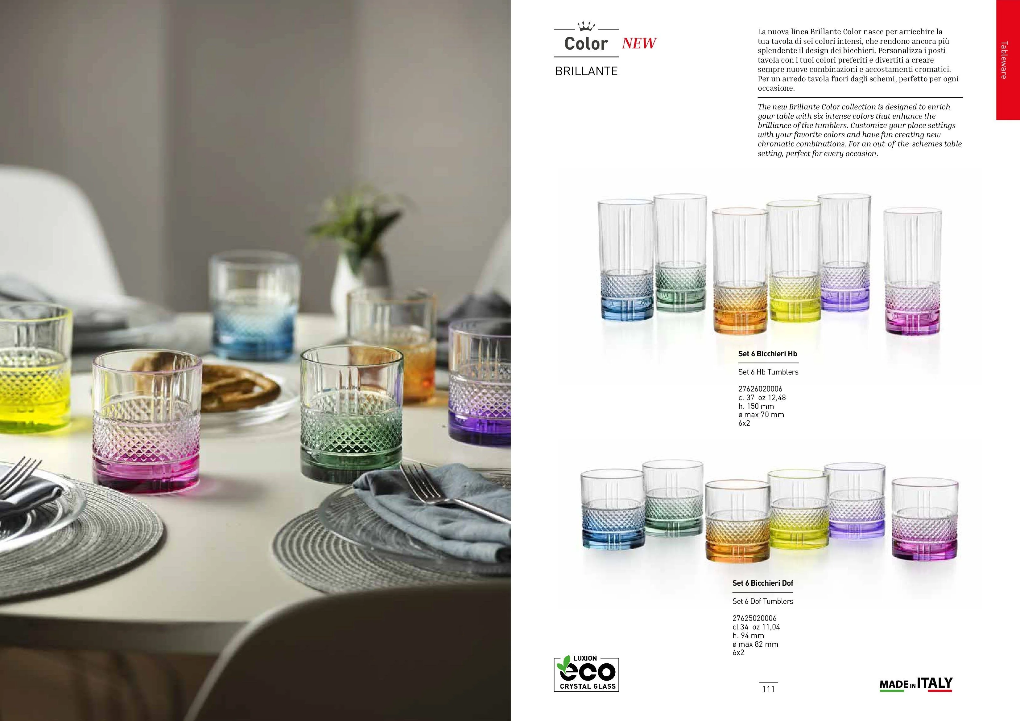 Разноцветный набор стаканов для воды RCR Brillante Color 360мл (6 шт)