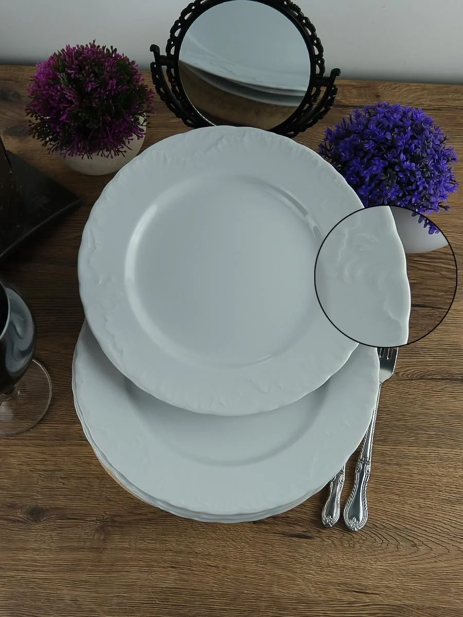 Белый набор плоских тарелок 25 см Repast Rococo ( 6 шт)