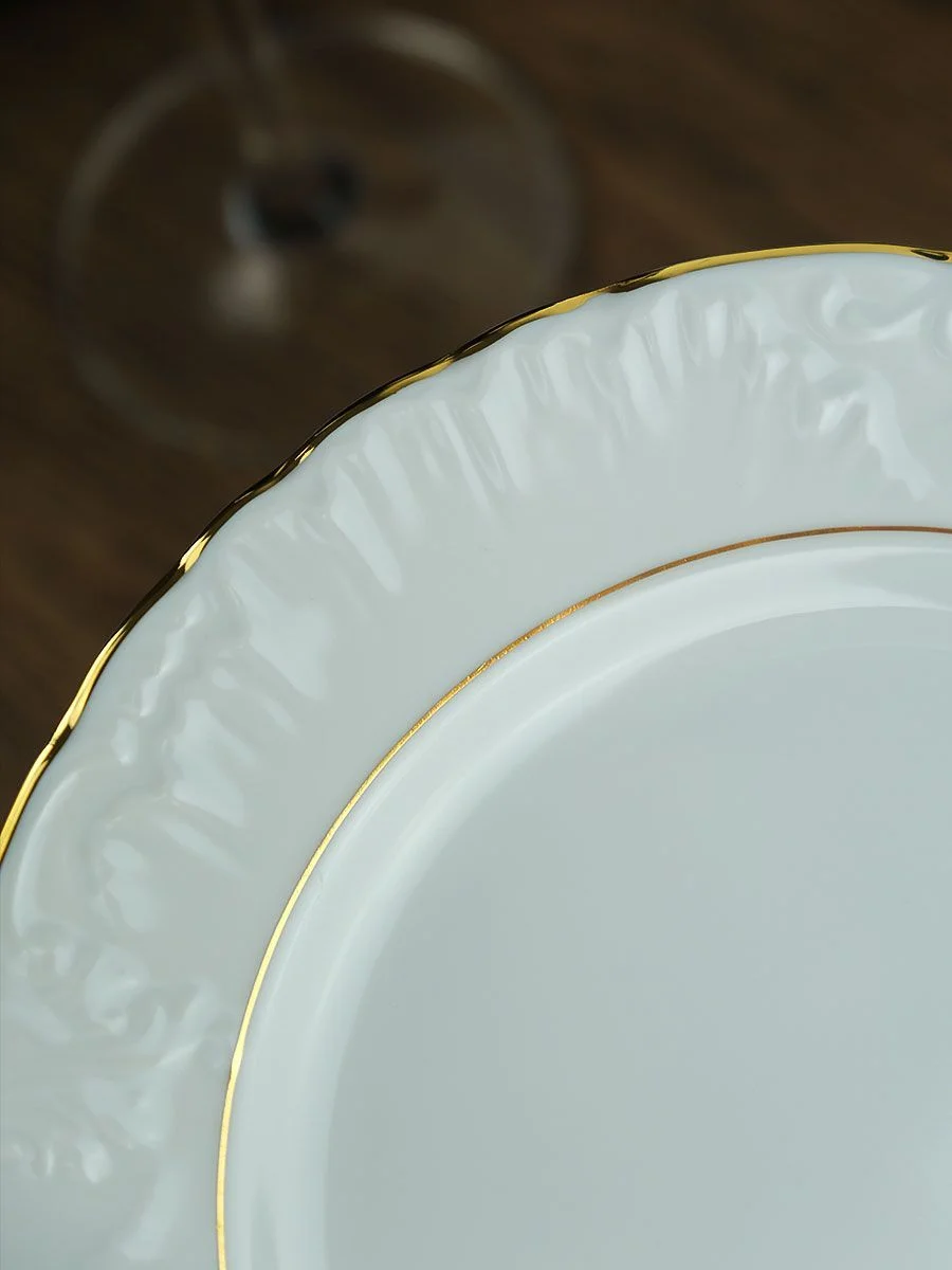 Набор плоских тарелок 21 см Repast Rococo с золот.полос. ( 6 шт)