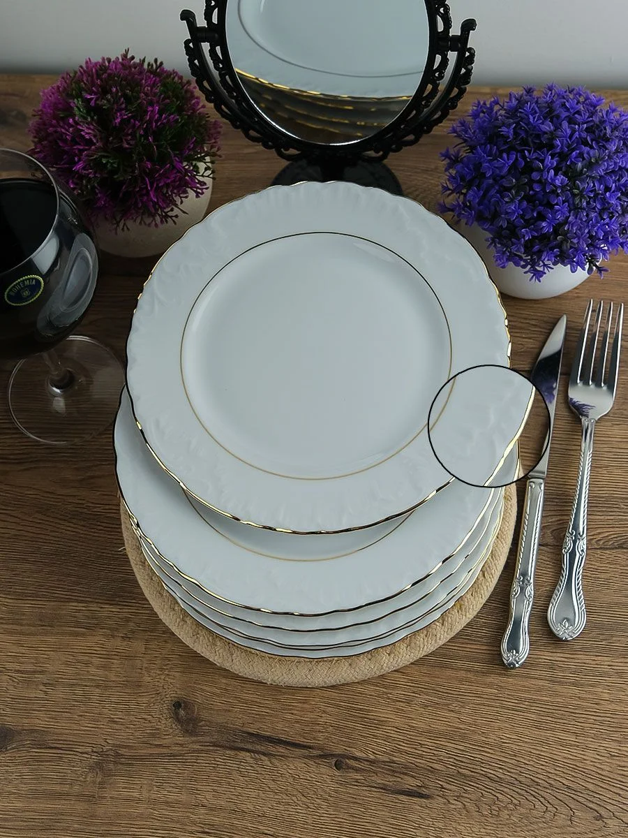 Набор плоских тарелок 21 см Repast Rococo с золот.полос. ( 6 шт)