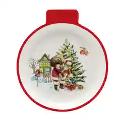 Белый блюдо сервировочное ёлочная игрушка Repast Санта 26*23*3 см