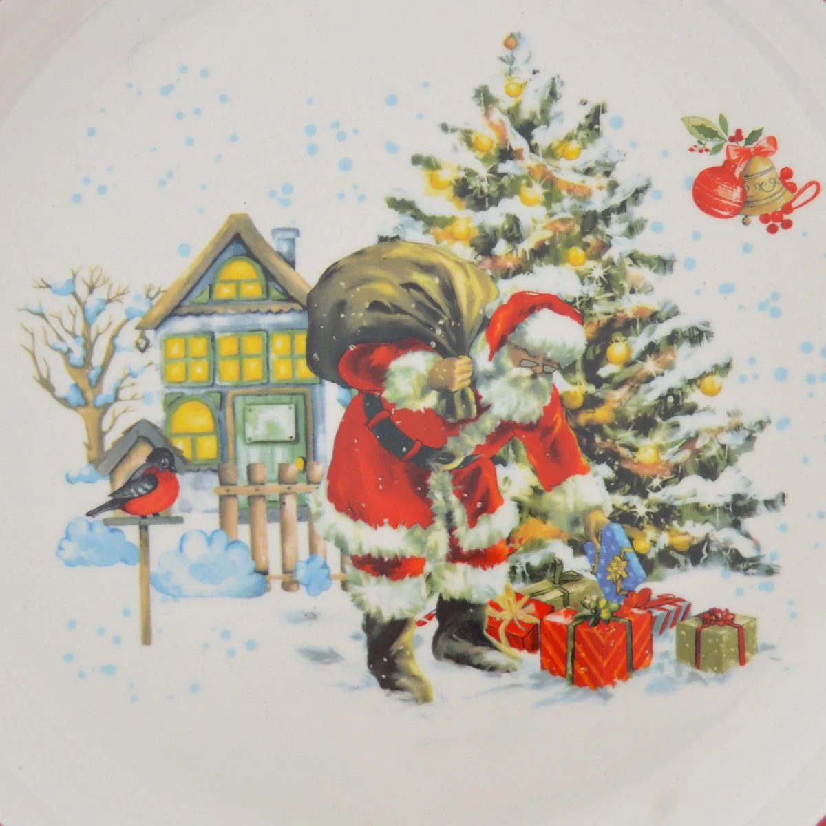 Белый блюдо сервировочное ёлочная игрушка Repast Санта 26*23*3 см