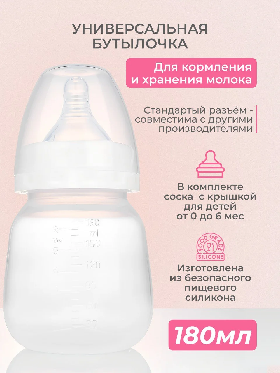 Белый молокоотсос электрический беспроводной, с бутылкой