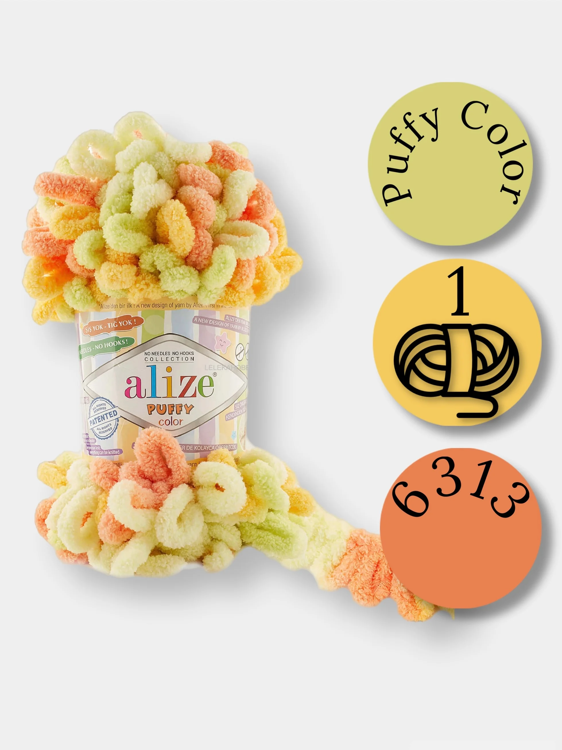 Светло-оранжевый пряжа Alize Puffy Color 100% Микрополиэстер 100г  9м