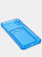 Синий чехол для iPhone 7/8 Plus/XR/11/12/13/Pro/Pro Max, силиконовый, с карманом для карт