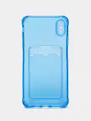 Синий чехол для iPhone 7/8 Plus/XR/11/12/13/Pro/Pro Max, силиконовый, с карманом для карт