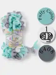 Салатовый пряжа Alize Puffy Color 100% Микрополиэстер 100г  9м